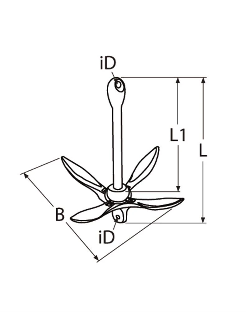 Marinetech Klappdraggen, Hochglanzpoliert A4 2,5kg 4 Marinetech Klappdraggen, Hochglanzpoliert A4 2,5kg – Bild 2